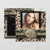 Fabulous 30 Beige Brown Leopard Birthday Party Kaart (Voorkant / Achterkant)