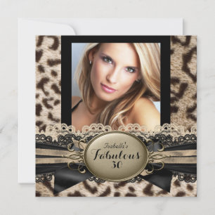Fabulous 30 Beige Brown Leopard Birthday Party Kaart