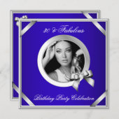 Fabulous 30 Royal Blue Diamond Silver Photo Kaart (Voorkant / Achterkant)