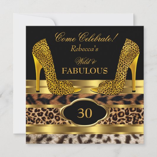 Fabulous 30 Wild Leopard Gold Cheetah High Heels 2 Kaart (Voorkant)