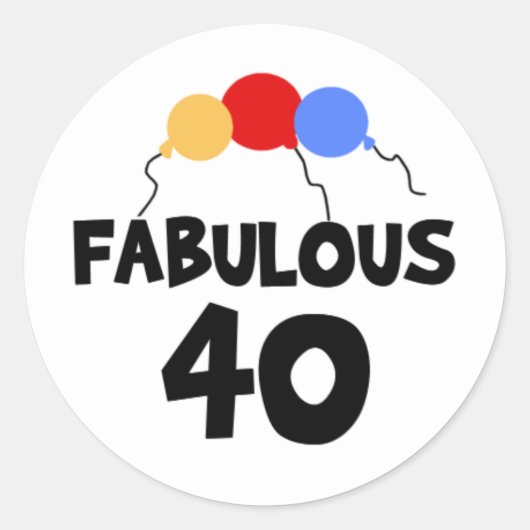 Fabulous 40 40e Veertig Verjaardag Ronde Sticker (Voorkant)