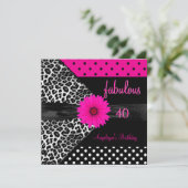 fabulous 40 Birthday Zebra Spot Polka Dot Kaart (Staand voorkant)