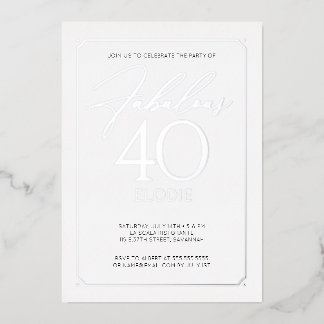 Fabulous 40 Elegant 40th Birthday Folie Invitation Uitnodiging