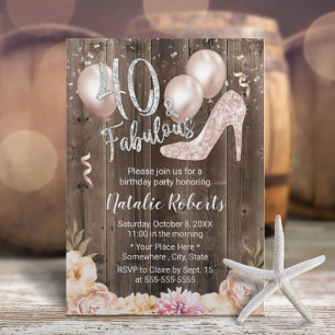 Fabulous 40 Floral Modern 40th Birthday Kaart