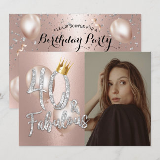 Fabulous 40 Modern Roos Gold Photo Queen Birthday Kaart