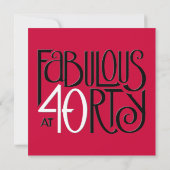Fabulous 40 noir blanc rouge invitation d'annivers (Dos)
