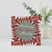 Fabulous 40 Red White Bold Batik Invitation Kaart (Staand voorkant)