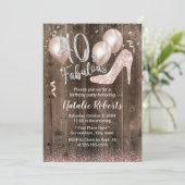 Fabulous 40 Roos Gold High-Barn Wood Birthday Kaart (Staand voorkant)