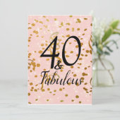 Fabulous 40 roze sterren Gold Confetti Birthday Kaart (Staand voorkant)