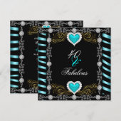 Fabulous 40 Zebra Blauwgroen Black Silver 40th Bir Kaart (Voorkant / Achterkant)