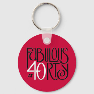 Fabulous 40 zwarte witte rode Sleutelhanger