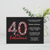 Fabulous 40th Black and Red Zebra Birthday Kaart (Staand voorkant)