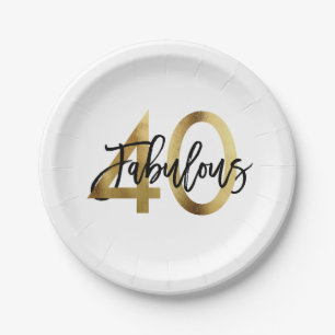 Fabulous 40th   Modern Elegant Chic Gold Birthday Papieren Bordje