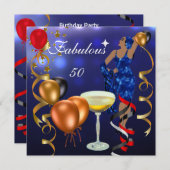 Fabulous 50 500 diva Blue Black Red Lights Kaart (Voorkant / Achterkant)