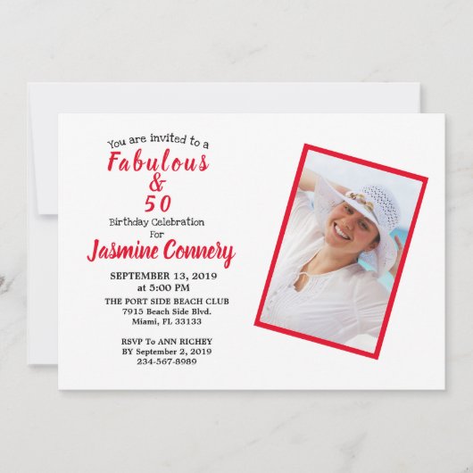 Fabulous 50 Birthday Celebration Kaart (Voorkant)