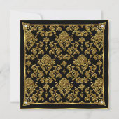 Fabulous 50 Birthday Gold Black Damask Diamond Kaart (Achterkant)