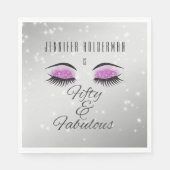 Fabulous 50 Black Hot Pink Glam Eyes Lunch Napkins Servet (Voorkant)