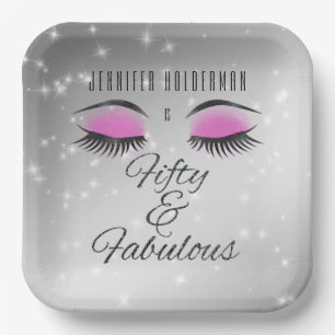 Fabulous 50 Black Pink Glam Eyes Paper Borden Papieren Bordje