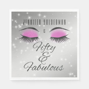 Fabulous 50 Black Pink Glam Eyes Paper Napkins Servet