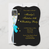 Fabulous 50 Blauwgroen Gold High-Hiel Champagne Pa Kaart (Achterkant)