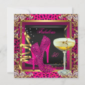 Fabulous 50 Cherry Pink Leopard Birthday Kaart (Voorkant)