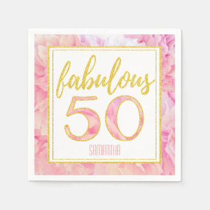 Fabulous 50 Delicate Roze Gouden Glitter Floral Servet