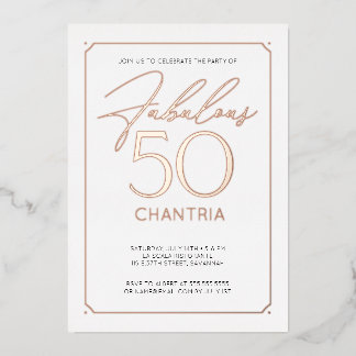Fabulous 50 Elegant 50th Birthday Folie Invitation Folie Uitnodiging