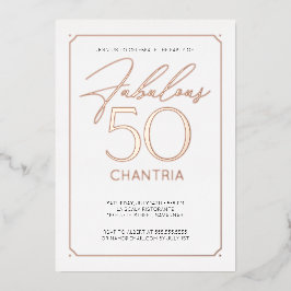 Fabulous 50 Elegant 50th Birthday Folie Invitation Folie Uitnodiging