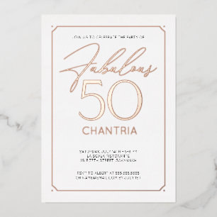 Fabulous 50 Elegant 50th Birthday Folie Invitation Uitnodiging
