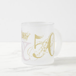 Fabulous & 50 Elegant Gold Pink Birthday Matglas Koffiemok