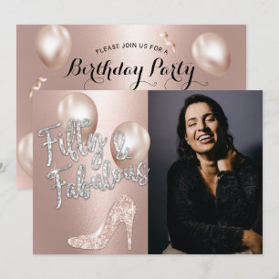 Fabulous 50 Elegant Roos Gold Photo 50e verjaardag Kaart