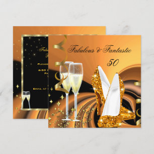 Fabulous 50 Fantastic Abstract Gold Birthday Party Kaart