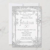 Fabulous 50 Foto White Silver Snowflake party Kaart (Voorkant)