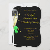 Fabulous 50 Lime Green Gold Heels Champagne Party Kaart (Achterkant)