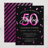 Fabulous 50 | Modern Chic Pink Birthday Party Kaart (Voorkant / Achterkant)
