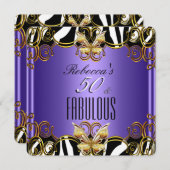 Fabulous 50 Paarse Gold Black White Zebra Kaart (Voorkant / Achterkant)