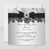 Fabulous 50 Party Elegant Silver Black Silk Jewel Kaart (Achterkant)