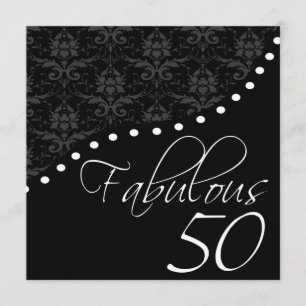 Fabulous 50 Personalized Black Birthday Party Kaart