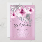 Fabulous 50 roze Silver Hibiscus party Kaart (Voorkant)