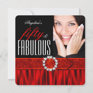 Fabulous 50 Silk Red Black Foto van Birthday Party Kaart