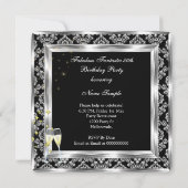 Fabulous 50 Silver Damask Black Birthday Party Kaart (Achterkant)