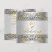 Fabulous 50 Silver Gold Butterfly-feest Kaart (Voorkant / Achterkant)