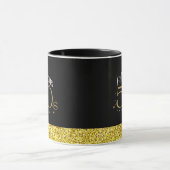 Fabulous 50s Chic Modern Script Zwart Goud Glitter Mok (Midden)