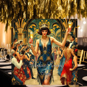 Fabulous 50th 1920's Art deco Vrouw Blauw Kaart