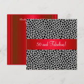 Fabulous 50th Animal Print Black White Party Kaart (Voorkant / Achterkant)