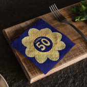 Fabulous 50th Birthday Blue and Yellow Floral Servet