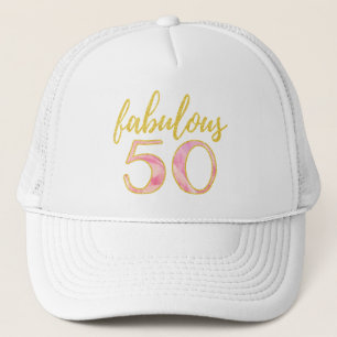 Fabulous 50th Birthday Pink Gold Trucker Pet