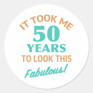Fabulous 50th Birthday Ronde Sticker