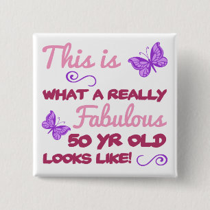 Fabulous 50th Birthday Vierkante Button 5,1 Cm