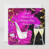 Fabulous 50th Hot Pink Glitter High Hiel Birthday Kaart (Voorkant)